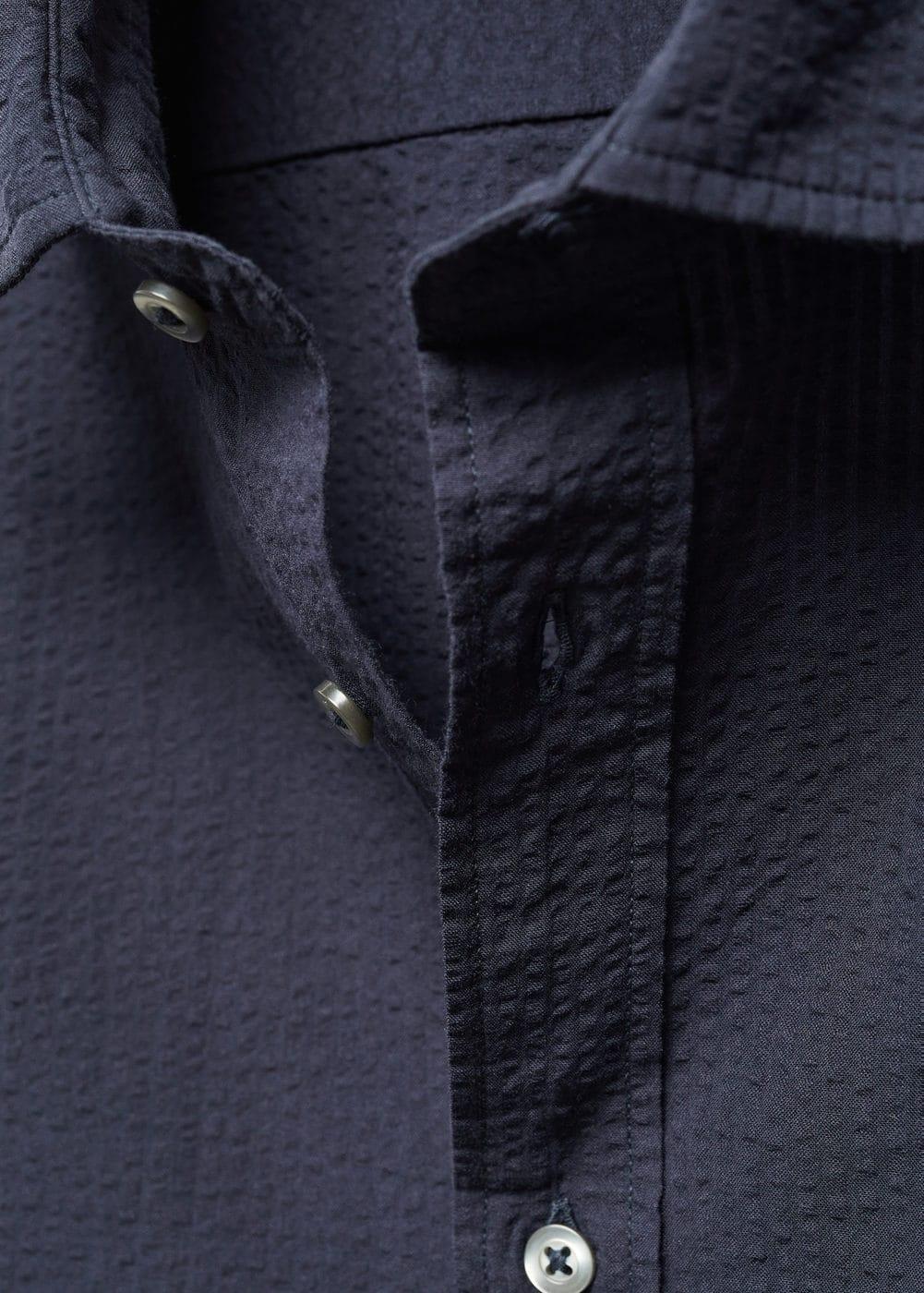 MANGO MAN - 100% seersucker cotton shirt dark navyMen Product Image