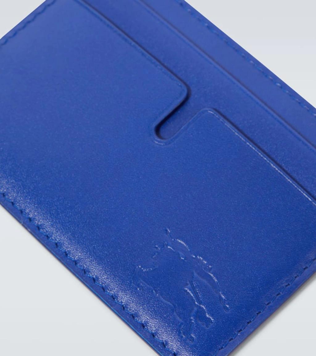 BURBERRY Ekd Leather Card Holder In Blue Product Image