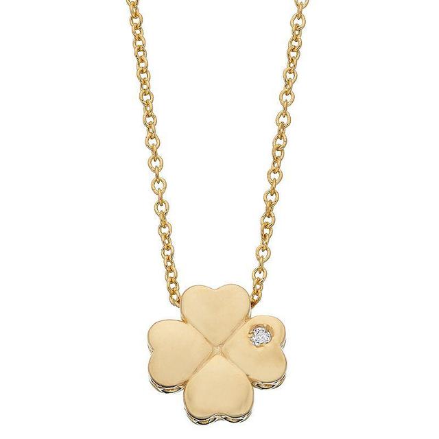 14k Gold Diamond Accent Clover Pendant Necklace, Womens Product Image