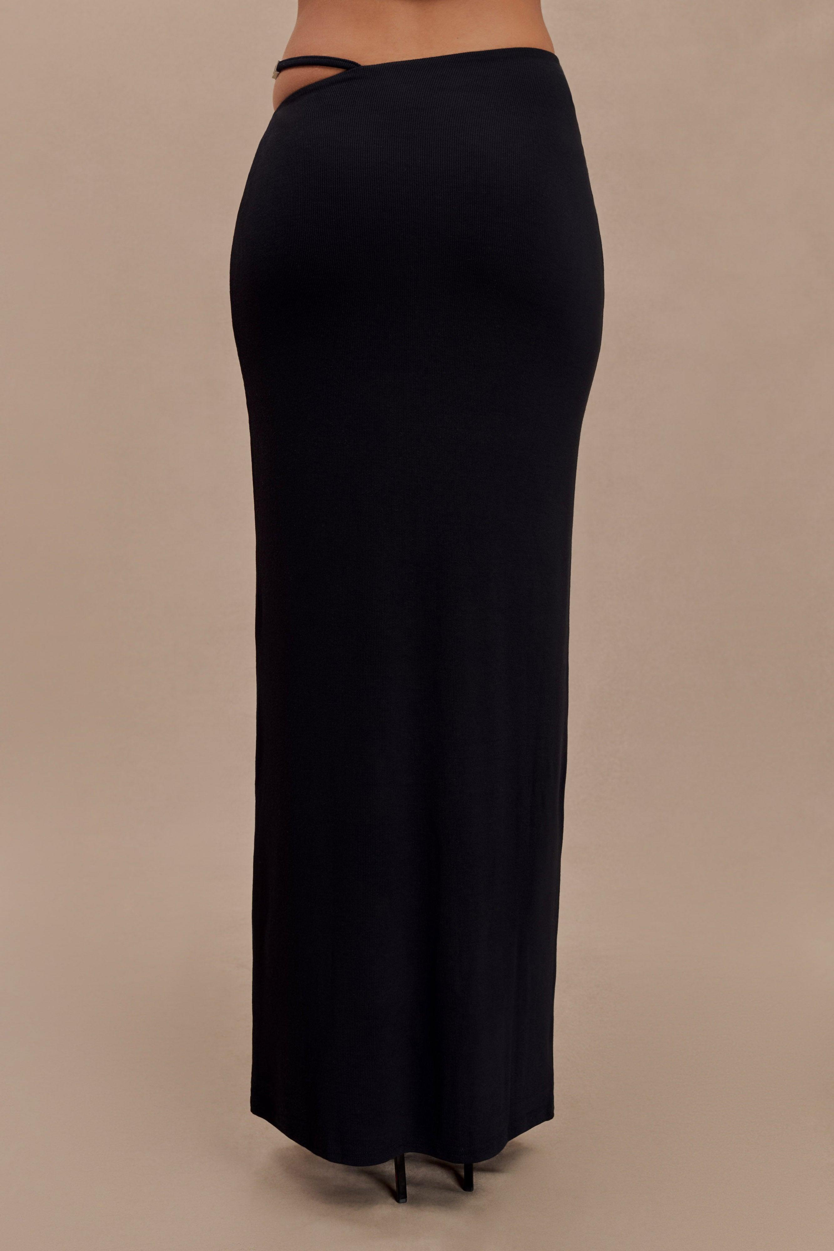 Natalia Modal Buckle Maxi Skirt - Black Product Image