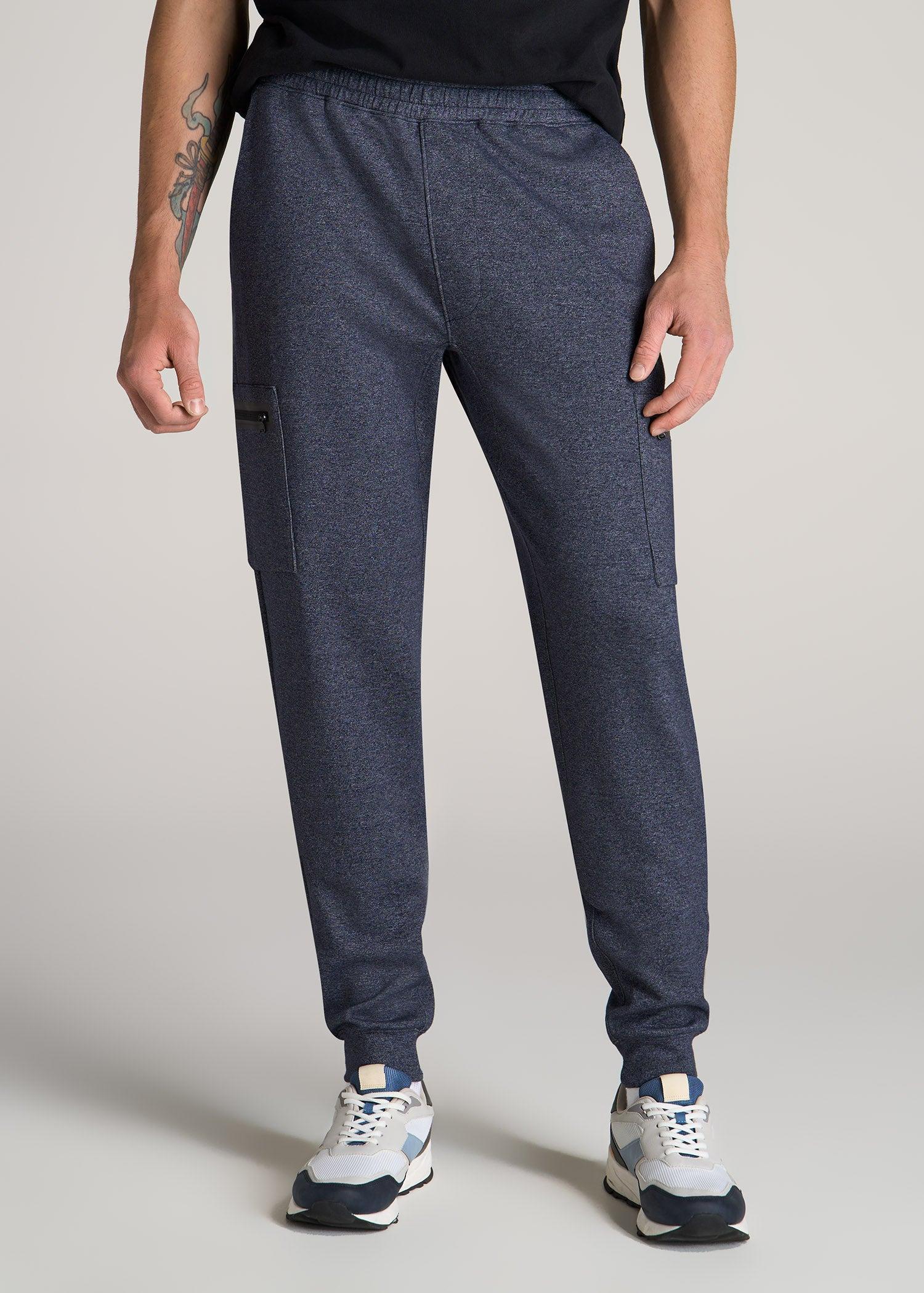 Utility Cargo Joggers for Tall Men in Evening Blue Mix Product Image