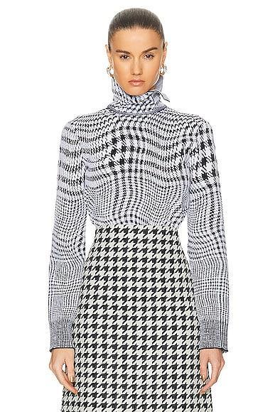 burberry Warped Houndstooth Check Wool Blend Turtleneck Sweater Product Image