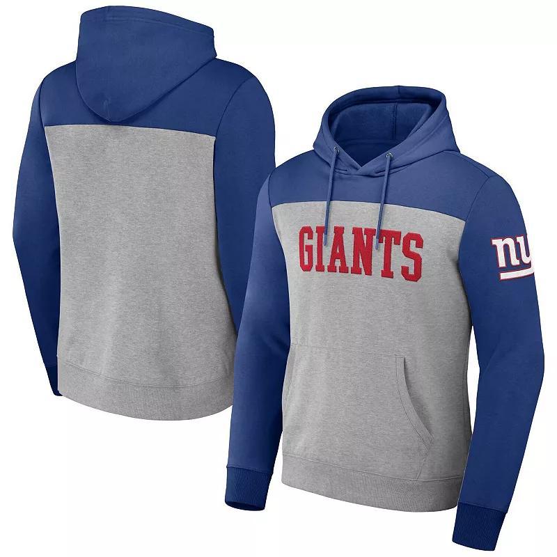 Mens NFL x Darius Rucker Collection by Fanatics Heather Gray New York Giants Color Blocked Pullover Hoodie Product Image