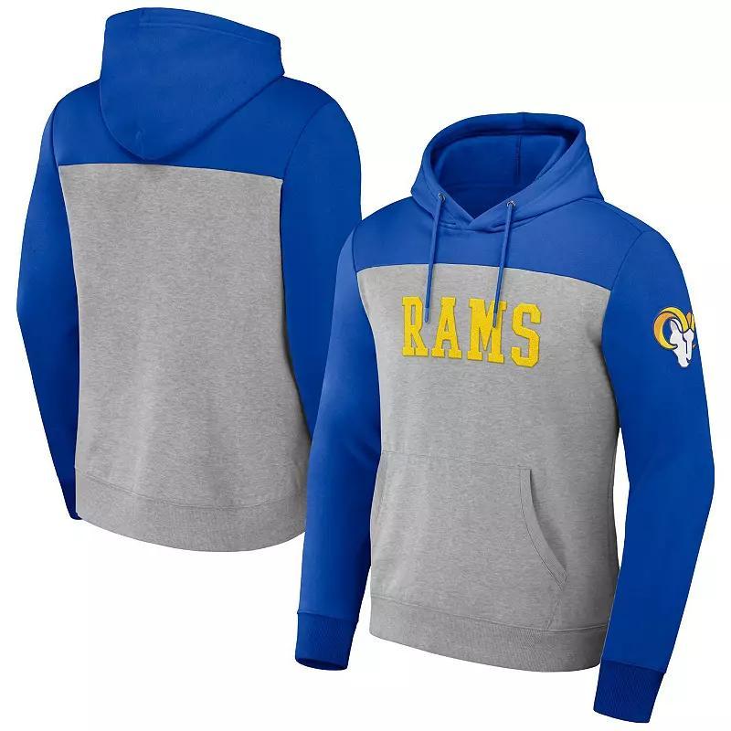 Mens NFL x Darius Rucker Collection by Fanatics Heather Gray Los Angeles Rams Color Blocked Pullover Hoodie Product Image