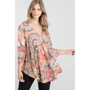 Fall Tie Dye Babydoll Top Female Product Image