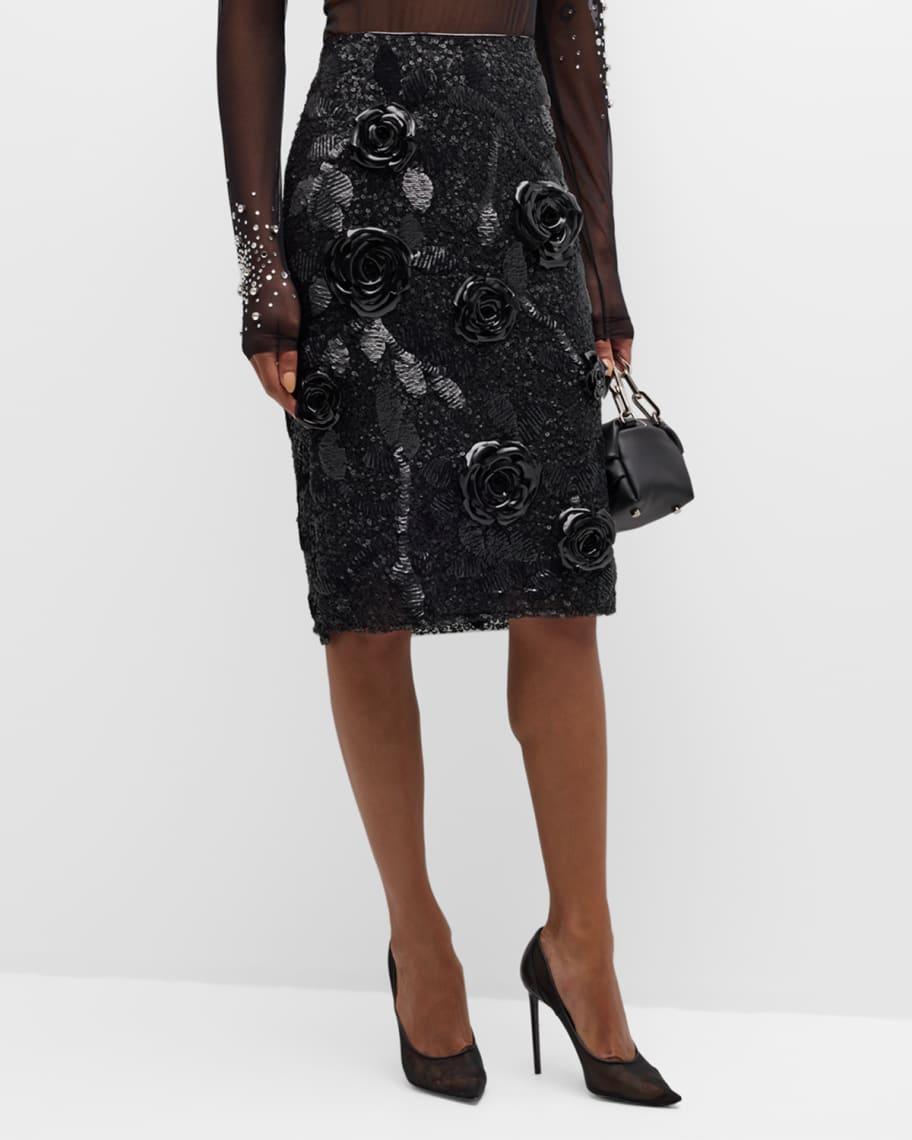 Sequined Floral Pencil Skirt Product Image