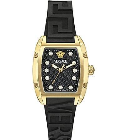 Versace Womens Dominus Analog Black Silicone Strap Watch Product Image