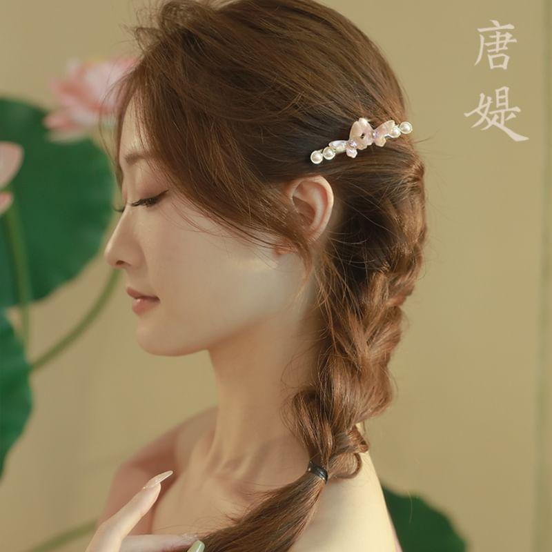 Floral Faux Pearl Alloy Hair Clip Product Image