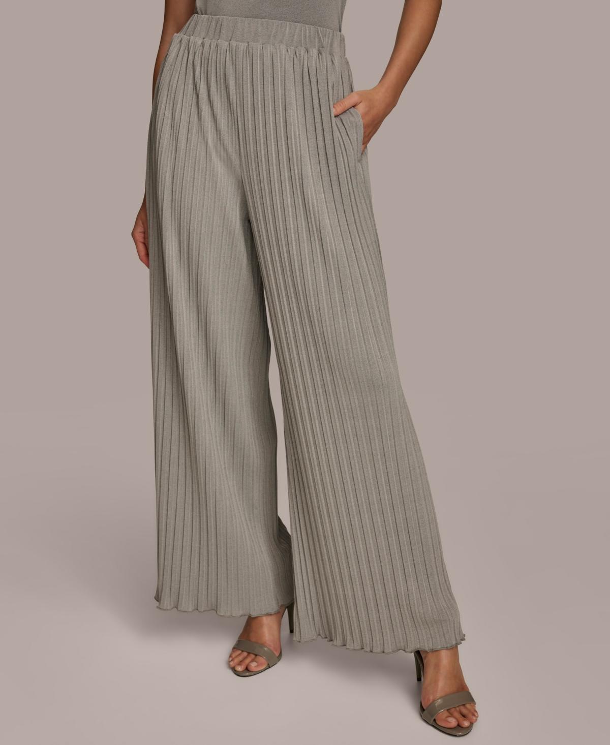 Donna Karan Womens Pleated Wide-Leg Pants Product Image