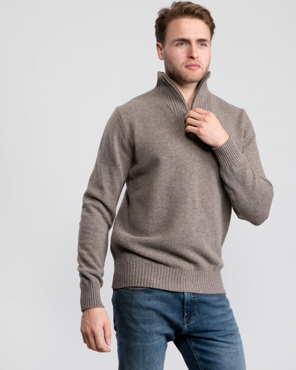 Essential Lambswool Mens Half-zip Jumper In Dark Stone product image