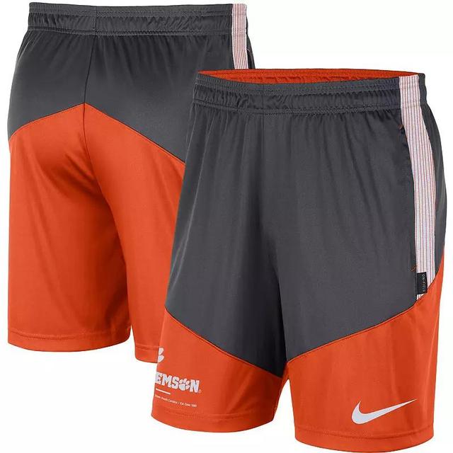 NIKE Men's  Anthracite And Orange Clemson Tigers Team Performance Knit Shorts In Anthracite,orange Product Image