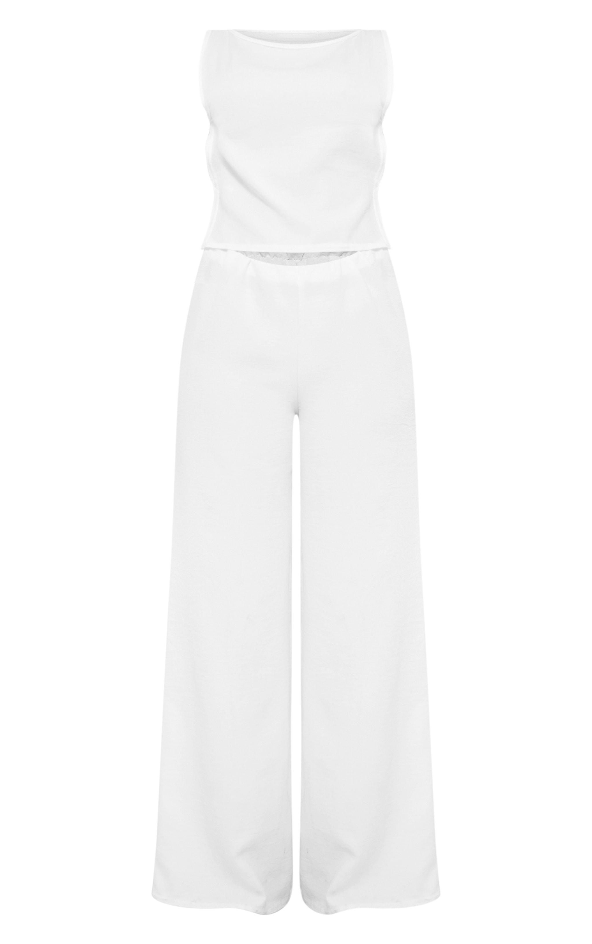 White Tie Side Boat Neck Jumpsuit Product Image