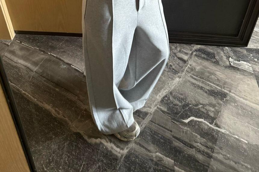 Stand Collar Crop Zip Hoodie / High Waist Wide Leg Sweatpants Product Image