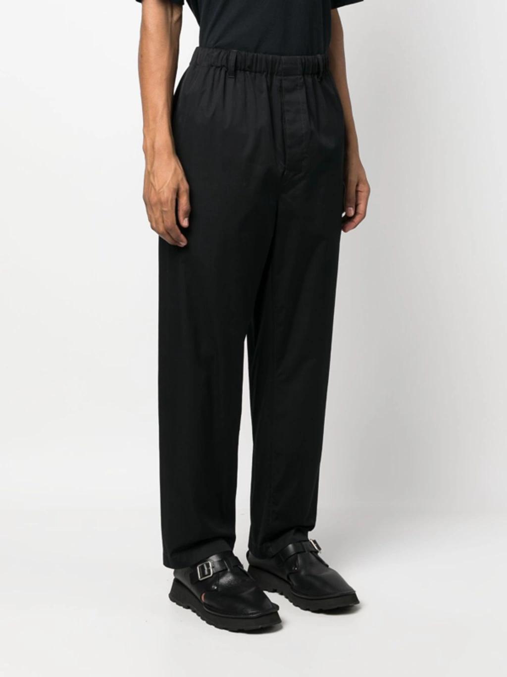 Elasticated-waist Wide-leg Trousers In Bk999 Black Product Image