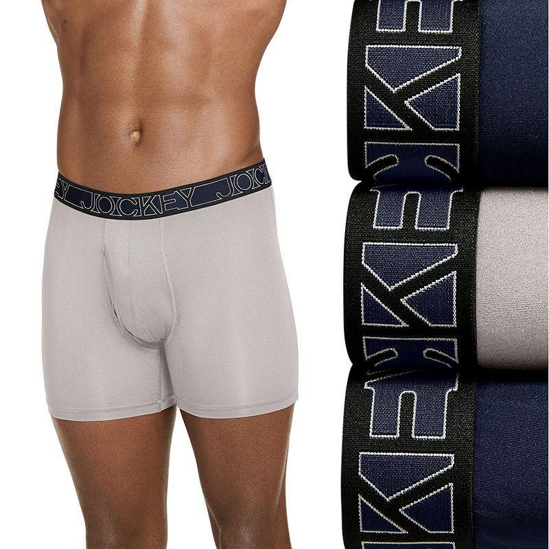 Mens Jockey 3-Pack Active Microfiber 5 Boxer Briefs Blue Product Image