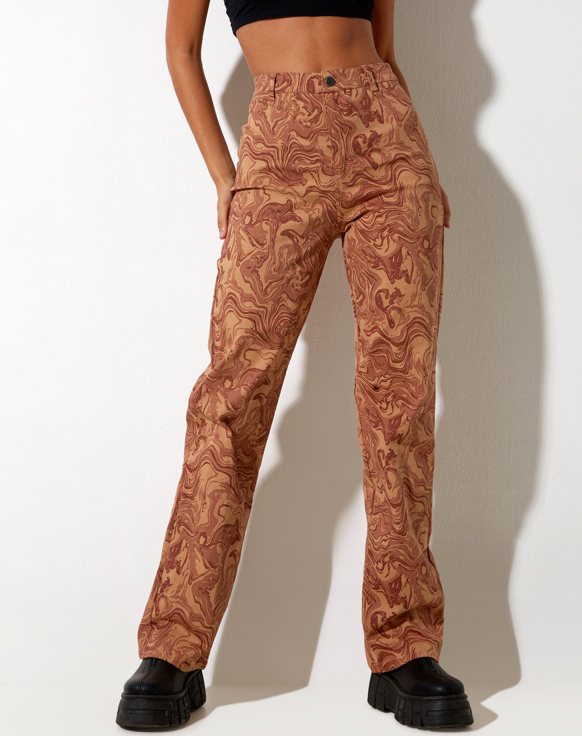 Bhavna Trouser in Fluid Marbling Brown Product Image