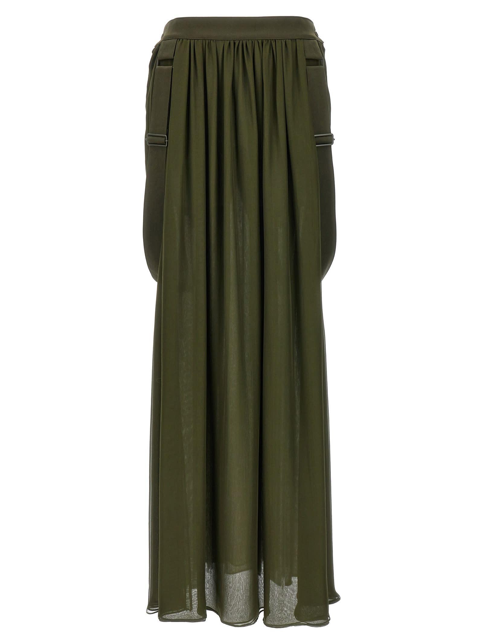 Jedy Khaki Green Silk Skirt Product Image