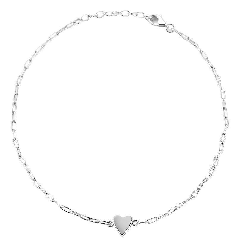 Sunkissed Sterling 14k Gold Over Silver Heart Anklet, Womens White Product Image