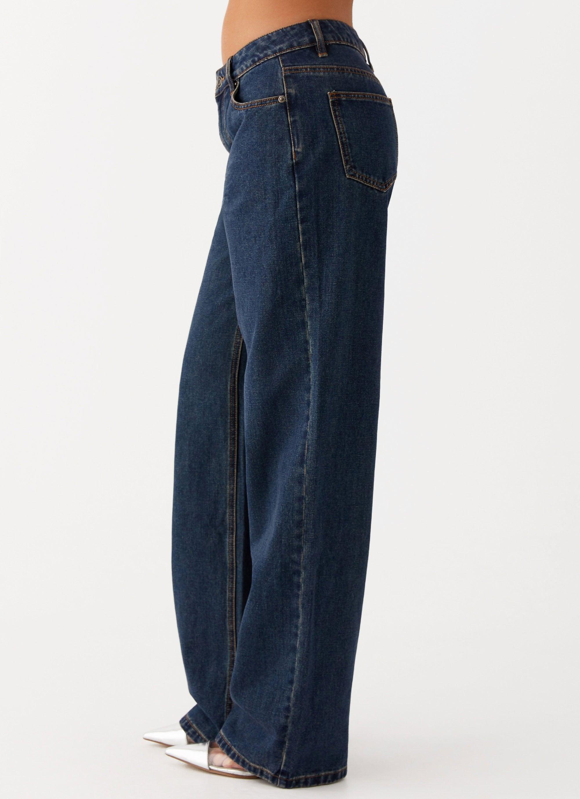 Keanna Low Rise Denim Jeans - Washed Denim Product Image