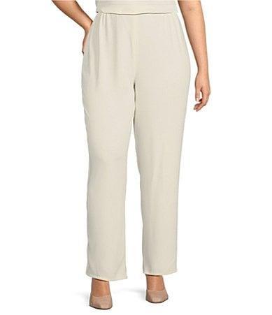 Caroline Rose Plus Size Matte Crepe Pull-On Straight Leg Pants Product Image