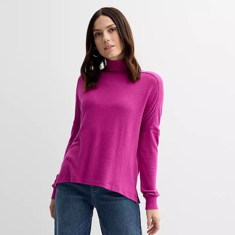 Womens Sonoma Goods For Life Cozy Mock Neck Pullover Fantasy Pink Product Image