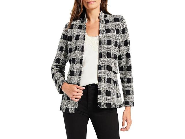 NIC+ZOE Perfectly Plaid Metallic Cotton Blend Knit Blazer Product Image