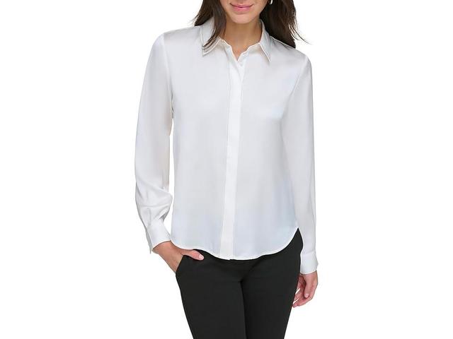 Dkny Womens Long-Sleeve Button-Down Shirt Product Image