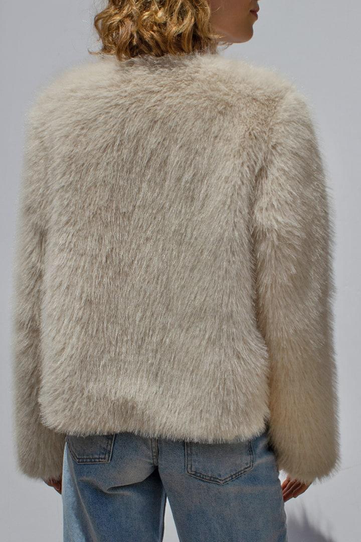 Faux fur crewneck jacket Product Image