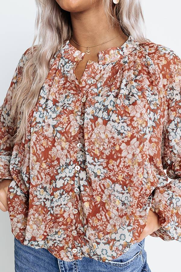 Never Stray Floral Top In Rust Product Image