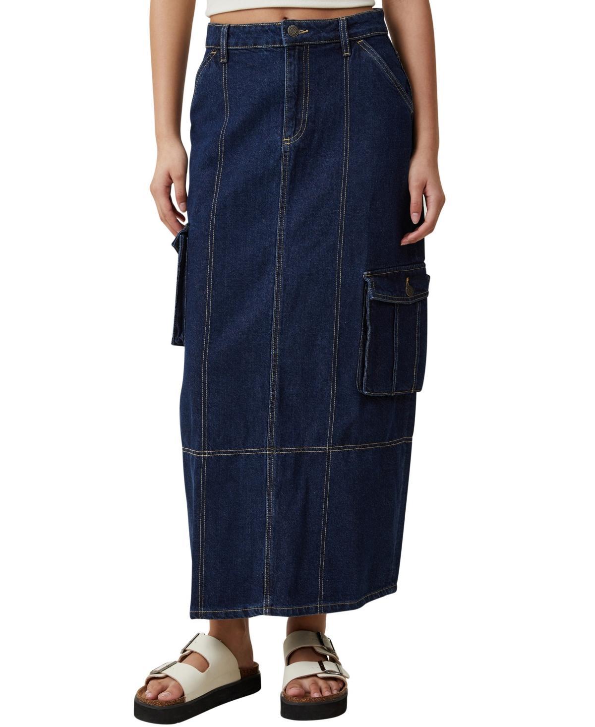 Cotton On Womens Cargo Denim Maxi Skirt Product Image