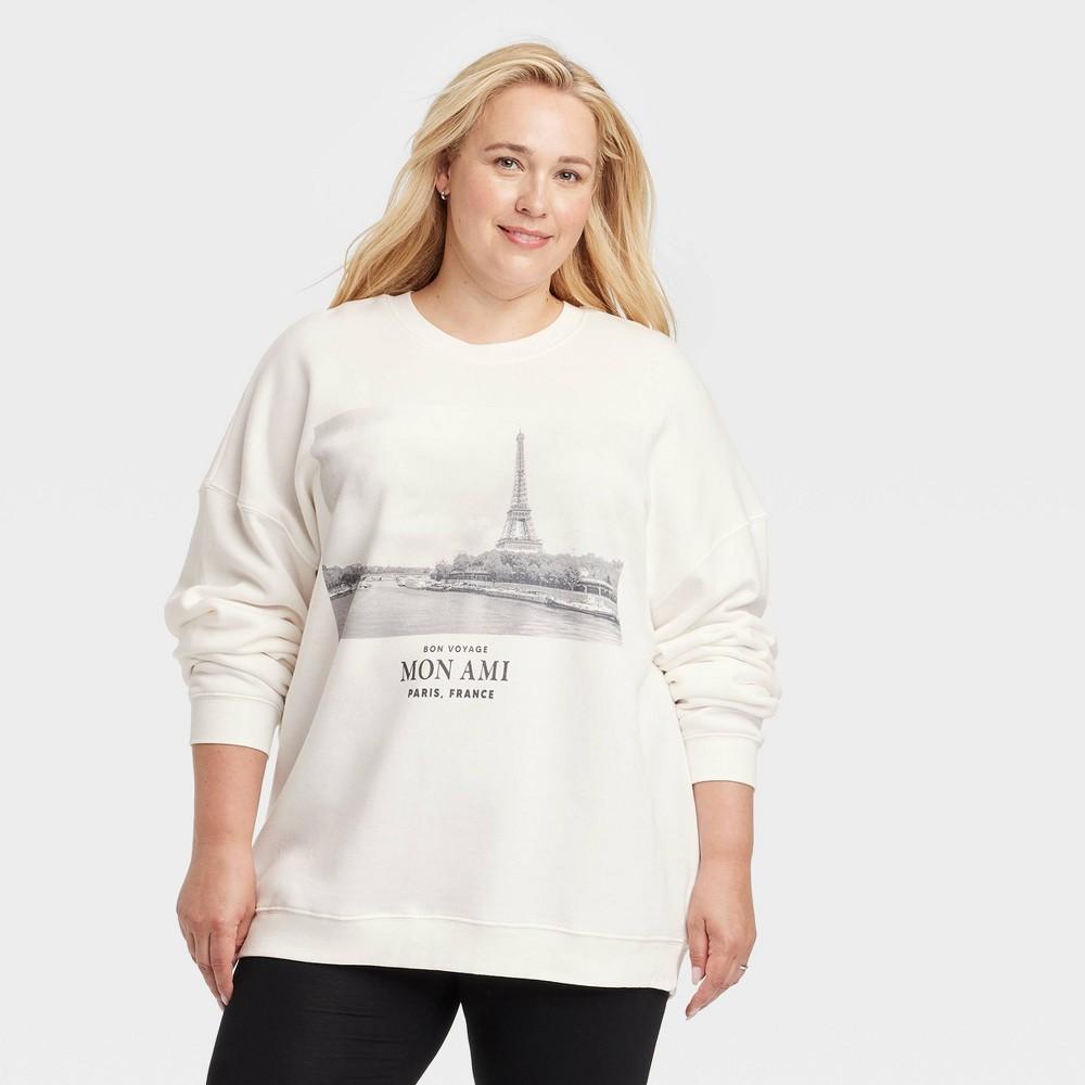 Womens Paris Mon Ami Graphic Sweatshirt - White Product Image