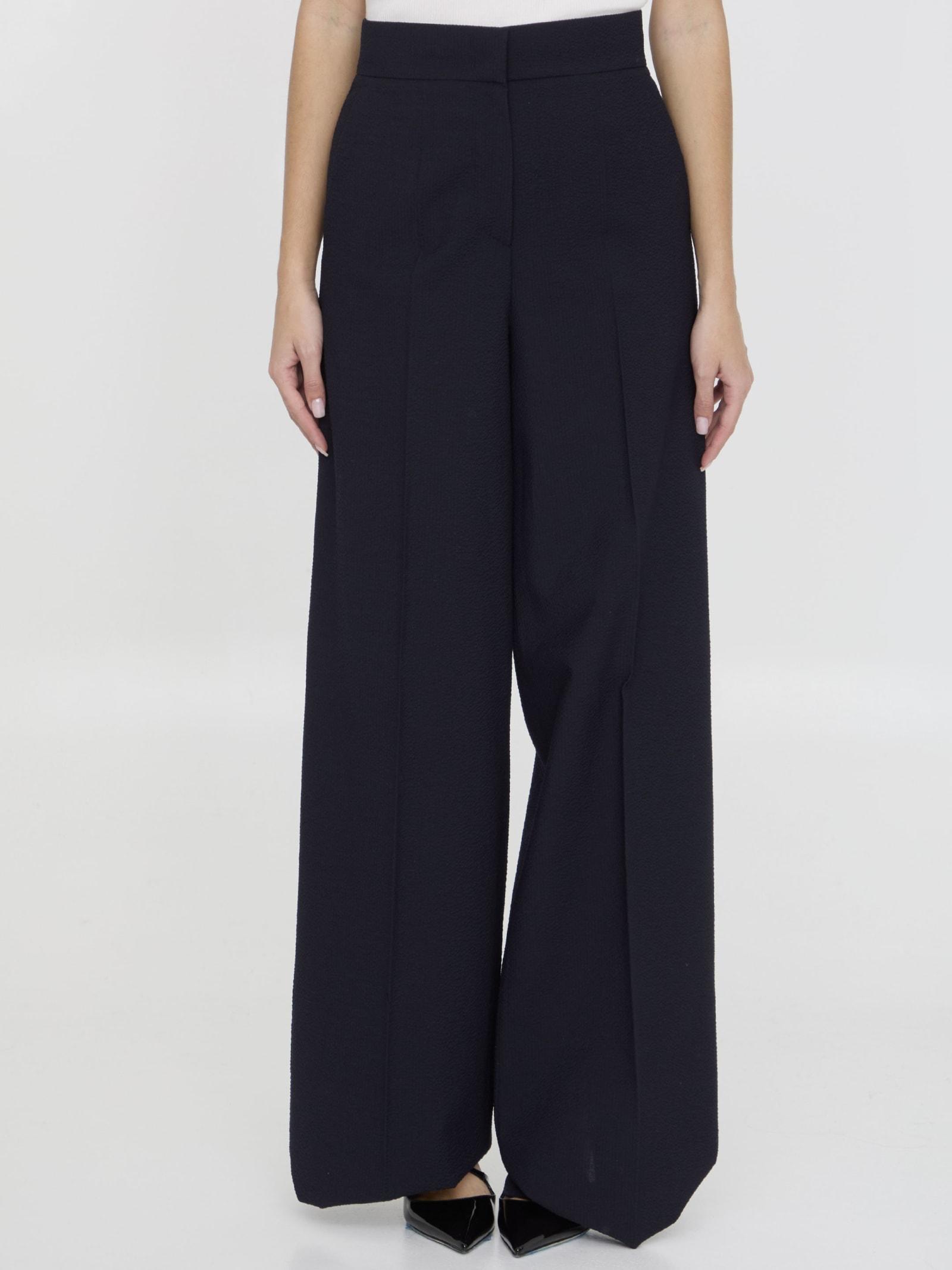 High Waist Wide Leg Trousers In Navy Product Image