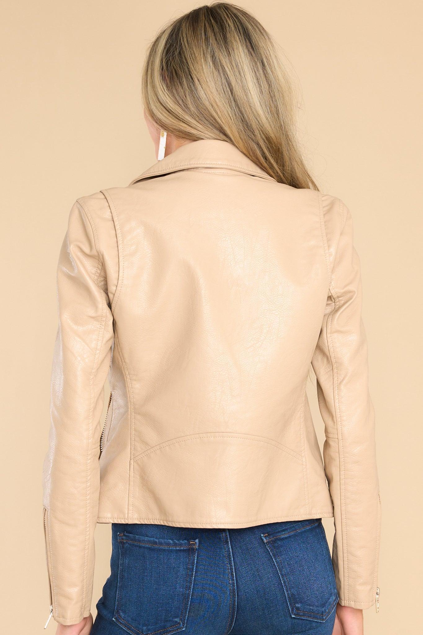 Natural Light Faux Leather Jacket Beige Product Image