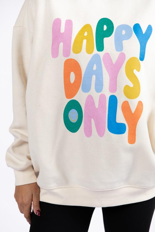 Happy Days Only Cream Oversized Graphic Sweatshirt Product Image