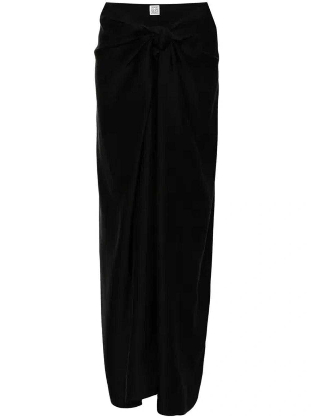 TOTÊME Draped Midi Skirt In Black Product Image