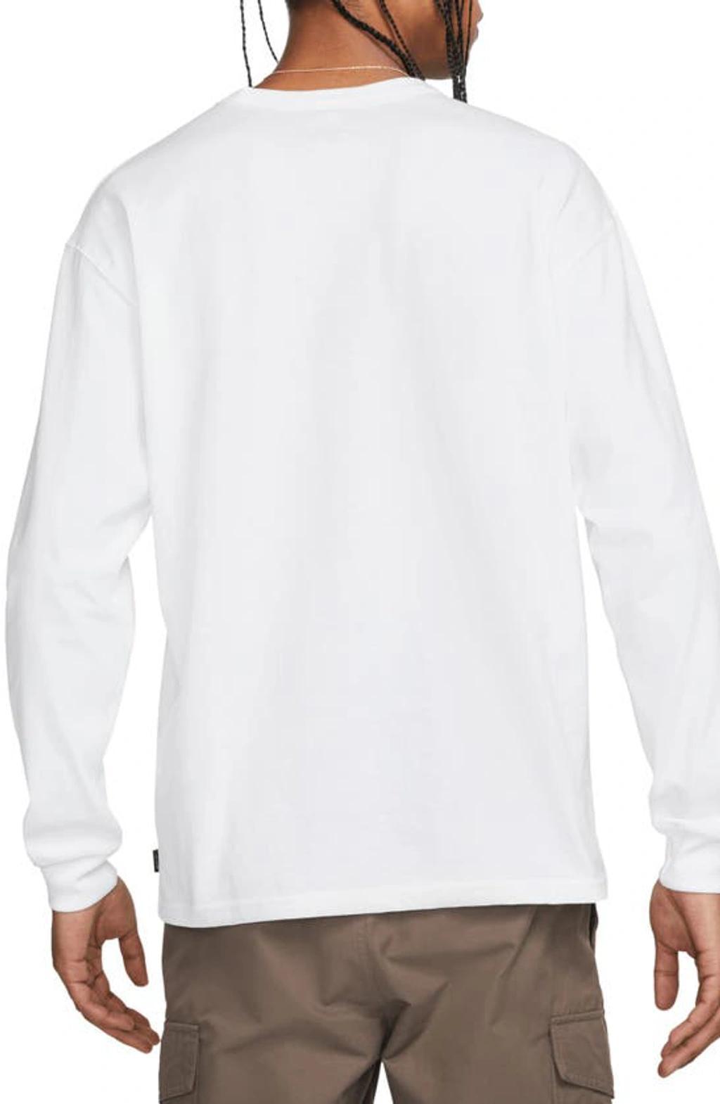 NIKE Premium Essentials Logo-embroidered Cotton-jersey T-shirt In White/white Product Image