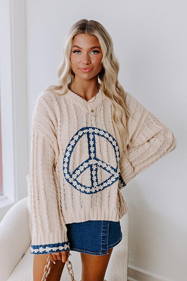 Inner Peace Cable Knit Sweater in French Vanilla Product Image