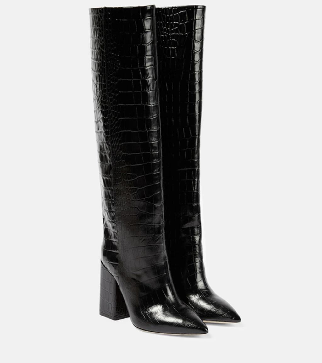 Anja Leather Knee-high Boots In Carbone Product Image