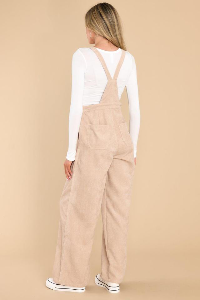 Stay Kind Beige Corduroy Overalls Product Image