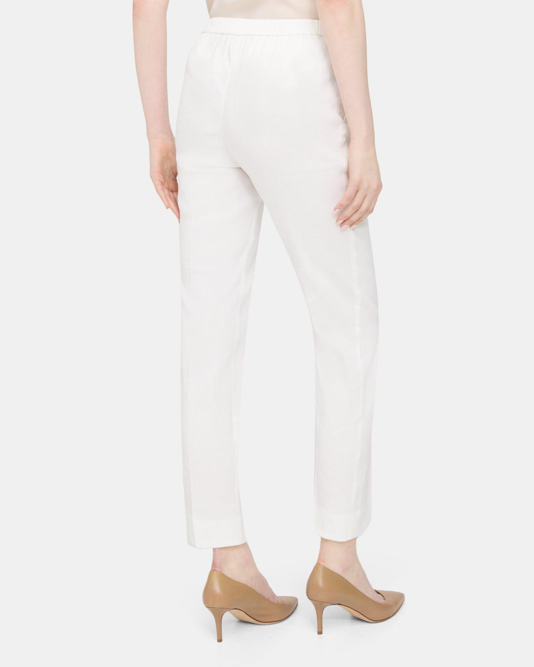 Slim Cropped Pull-On Pant in Linen-Blend Product Image