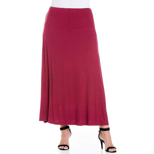 Plus Size 24Seven Comfort Apparel Comfortable Fit Elastic Waist Maxi Skirt, Womens Red Product Image