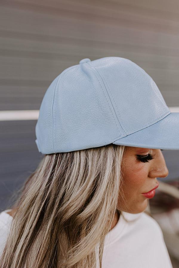 On The Daily Faux Leather Baseball Cap In Airy Blue Product Image