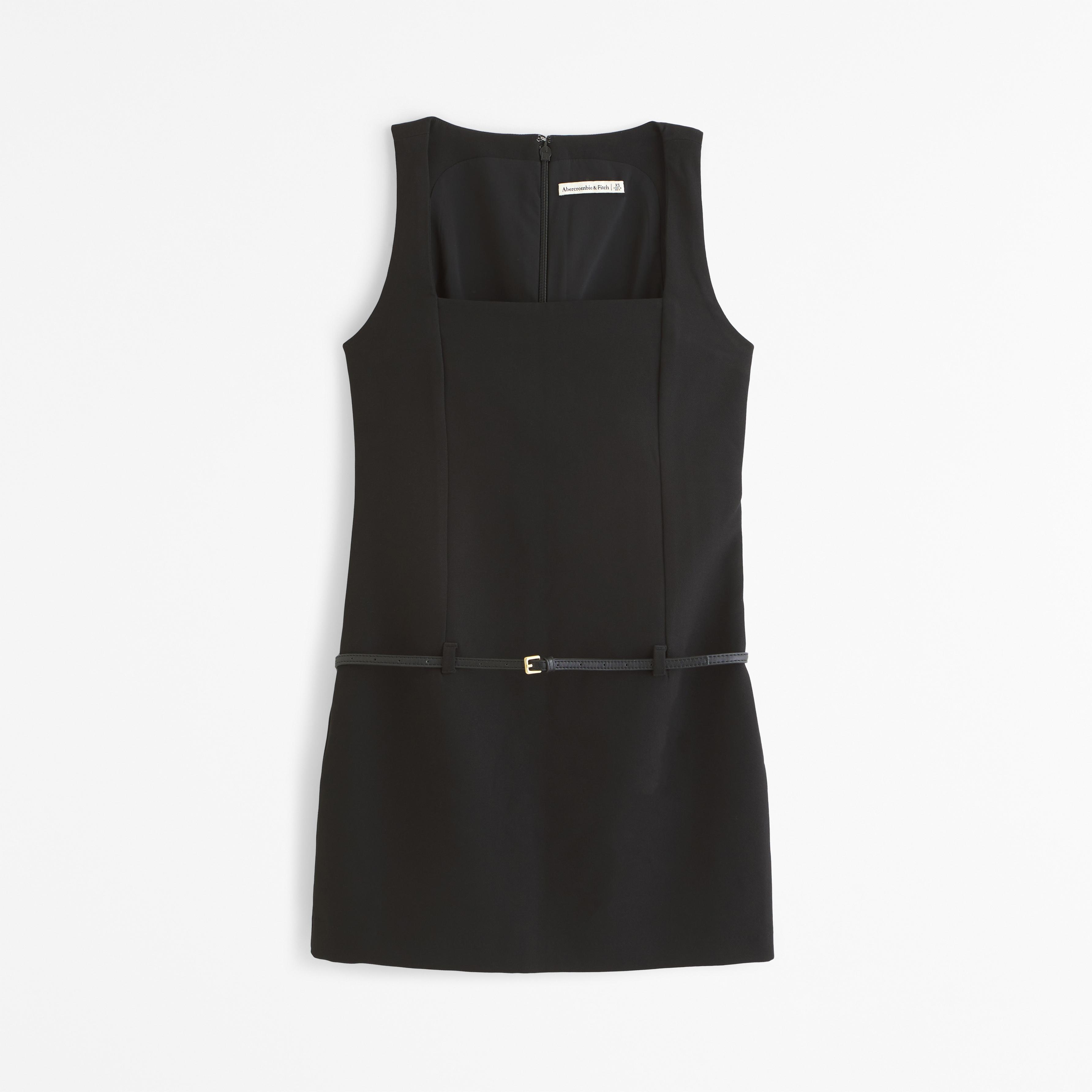 Squareneck Belted Mini Dress Product Image