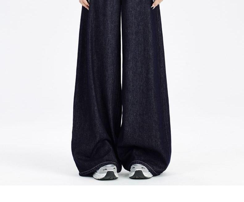 High Rise Fleece Lined Plain Wide Leg Jeans (Various Designs) Product Image