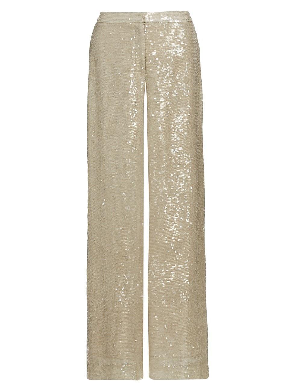 Womens Sequined Wide-Leg Trousers Product Image