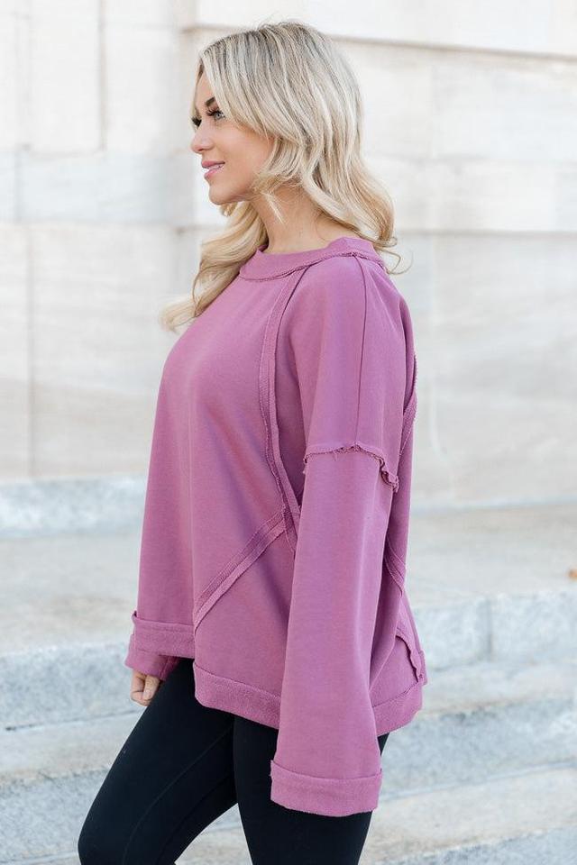 Up For Anything Berry French Terry Pullover Product Image