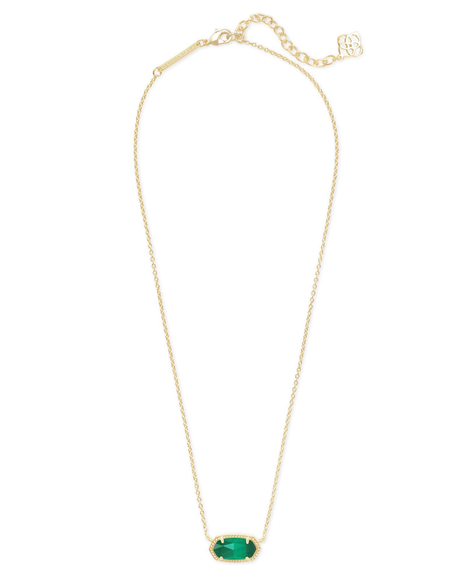 Elisa Gold Pendant Necklace in Emerald Cat’s Eye Product Image