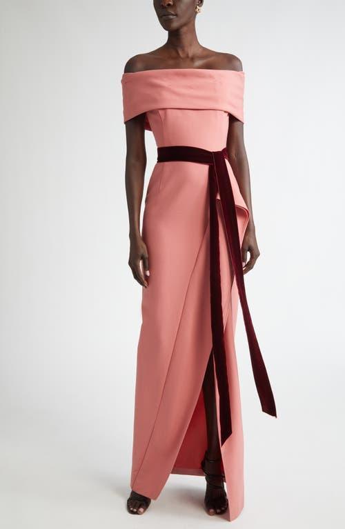 OSCAR DE LA RENTA Off-the-shoulder Wool-blend Gown In Rouge Product Image