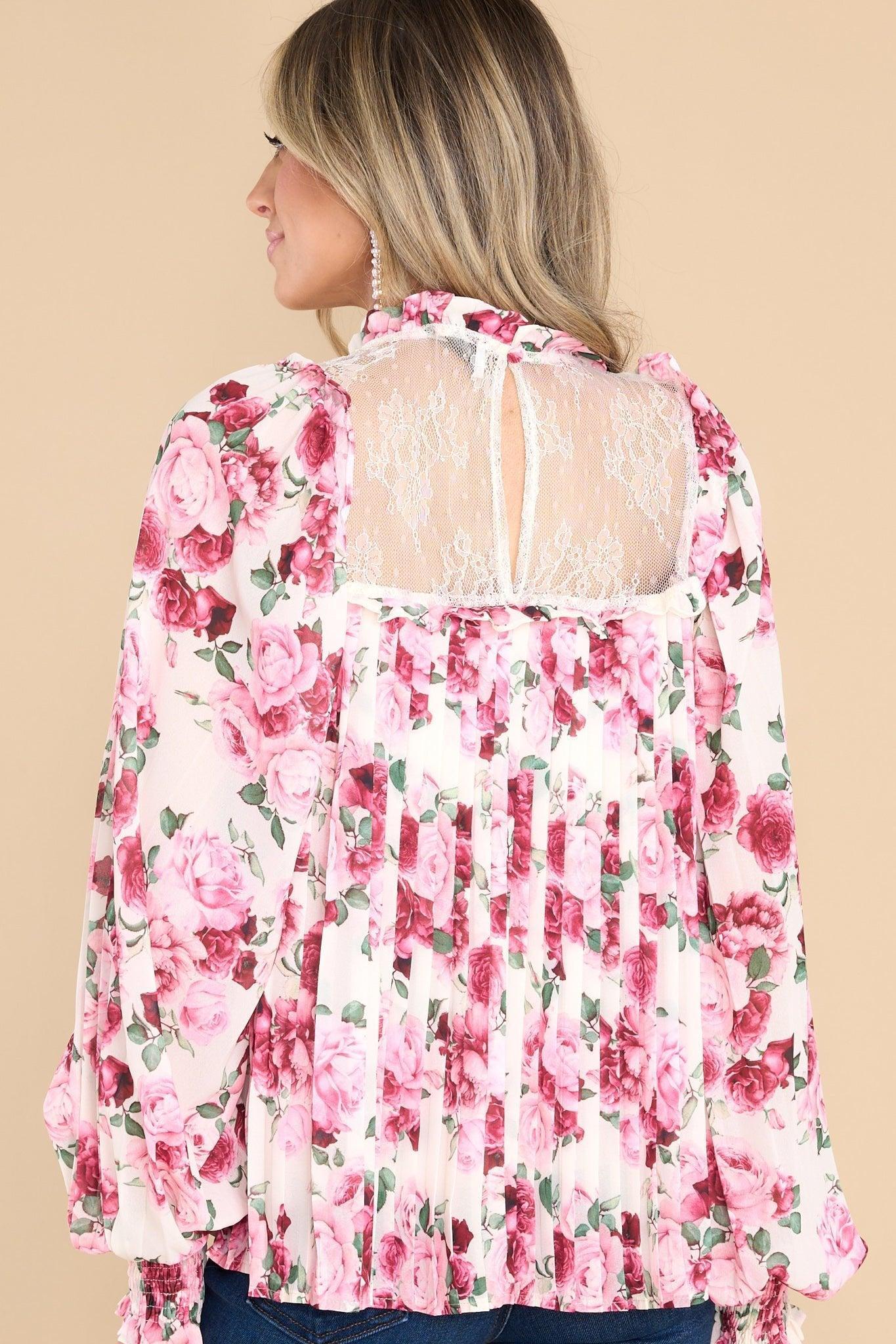 Aura Encourage Her Ivory Multi Floral Print Top Product Image