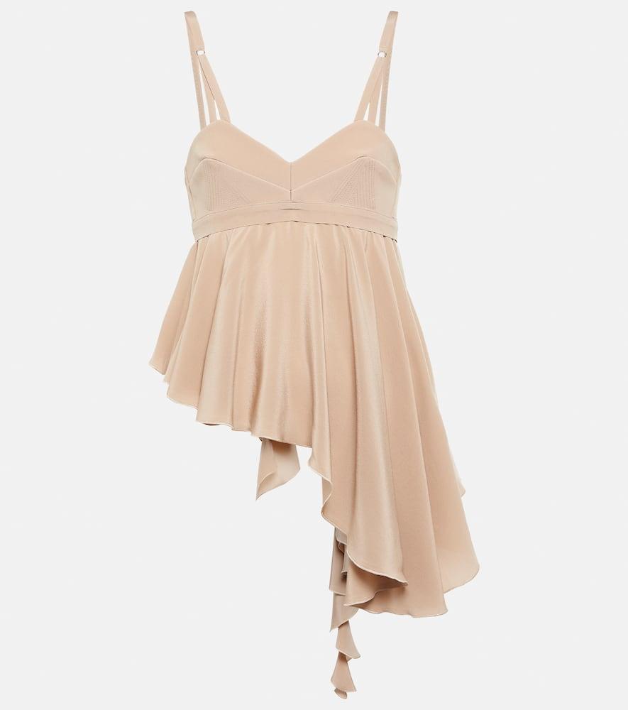 Ruffled Asymmetric Cami Top In Taupe Product Image